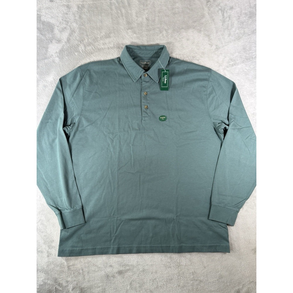 LL Bean Shirt Mens Large Traditional Fit Premium Double L Polo Long Sleeve NWT